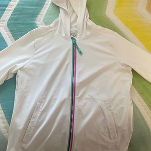 Athleta Girl Size M/8-10 White Zip-Up Hoodie